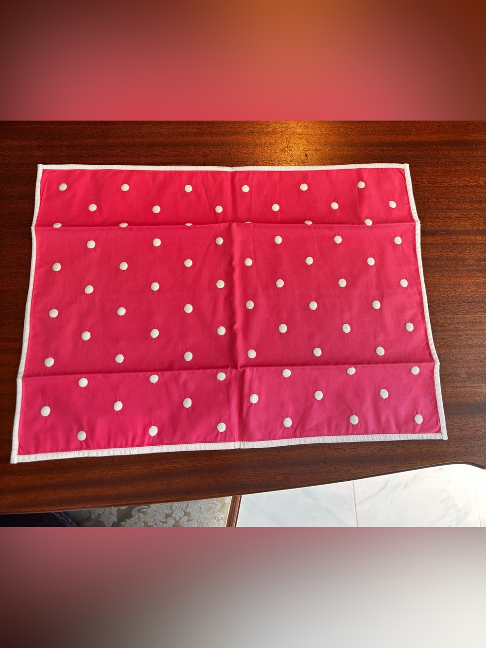 Haute Home by Jane Leider Pair of Pink Polka Dot place mats